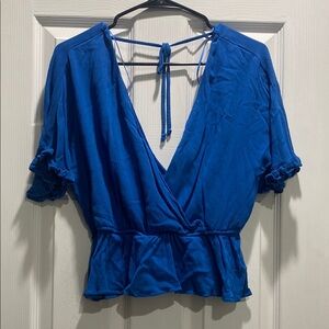 Miami Royal Blue Ruffle Blouse